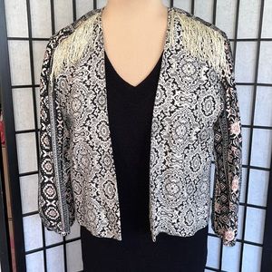 BKE “gimmicks” Lightweight Jacket with White and Gold Metallic Fringe M